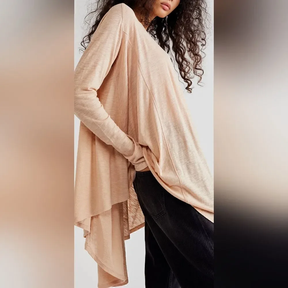 FREE PEOPLE new ARIA top COTTON BLEND in Misty Mink XS NEW